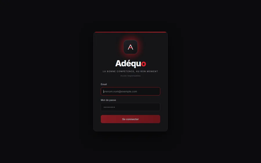 Ad&eacute;quo, l&rsquo;&eacute;cran de connexion
